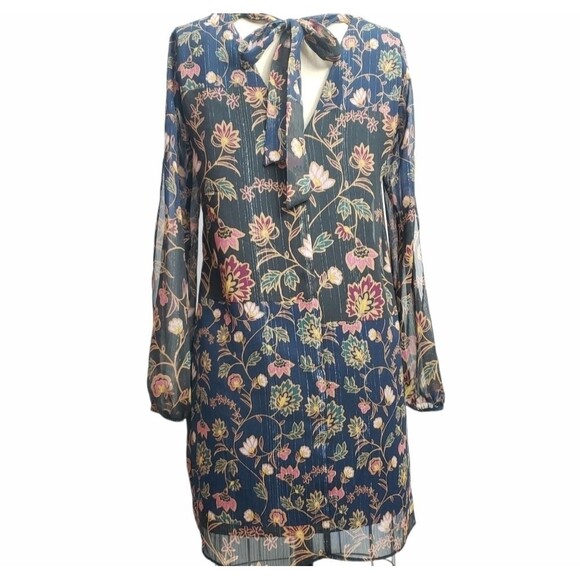 BcbgenerationMetallic Floral Bow Back‎ Dress XXS - Picture 6 of 13